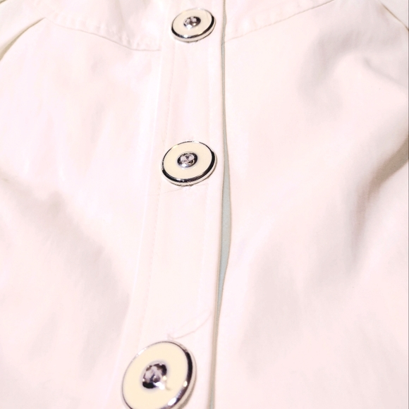 Willi Smith crop Rainproof off-white button jacket, bell sleeves-3/4,  women S - Picture 8 of 9